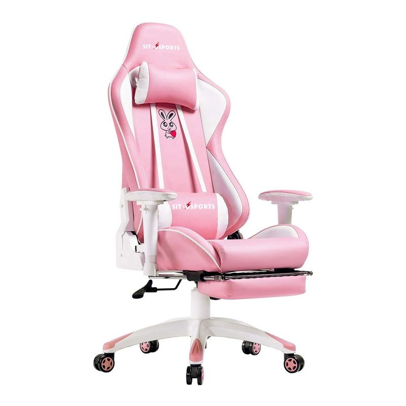 Προσαρμόστε το ροζ LED RGB Computer PC Game Chair Gaming PU Leather Silla Gamer με 2D Armrest