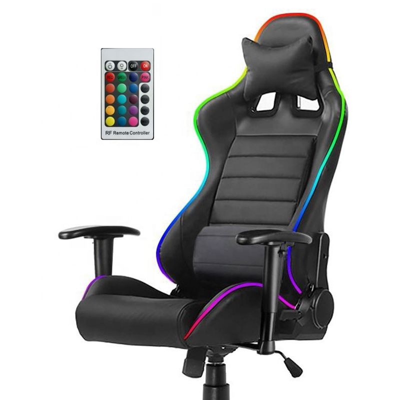 Σύνθετο δέρμα RGB καρέκλα παιχνιδιού με λειτουργία μασάζ RGB φώτα και υψηλή άνεση