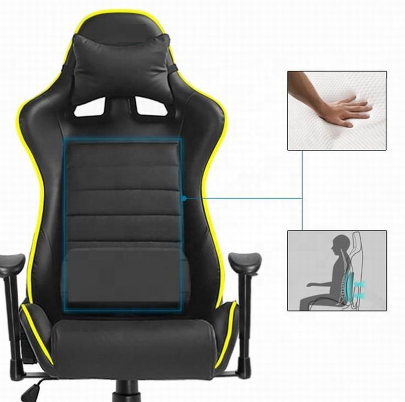 HCYZ RGB LED Light PC Gamer Chair με στηθμό πλάτης ρυθμιζόμενο 90-180 και λειτουργία μασάζ