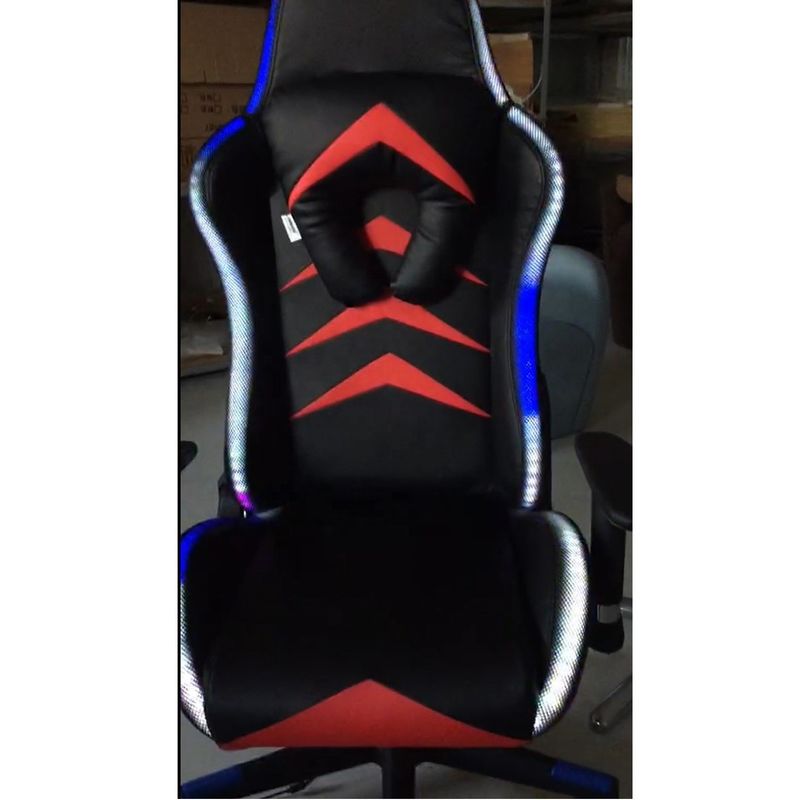 Βιομηχανικό στυλ HCYZ RGB LED Light Computer Chair Εκτελεστική καρέκλα παιχνιδιών με PU Leather
